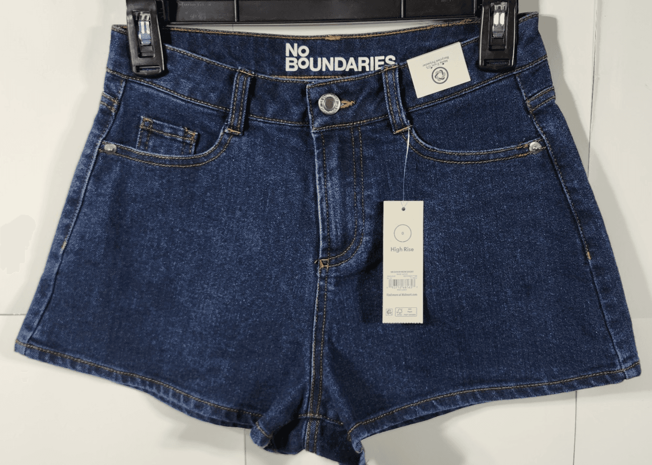 No Boundaries Denim Shorts Size 0 Womens High Rise Blue Stretch Mom NEW - Thumbnail 5