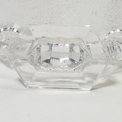 Val St Lambert Imperial Double Light Candlestick Holder Art Deco Home Decor - Thumbnail 8