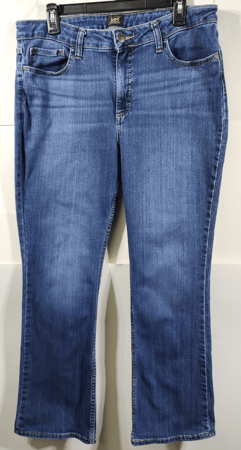 Lee Jeans Womens 16 Short Blue Denim Bootcut Mid-Rise Fit - Thumbnail 5
