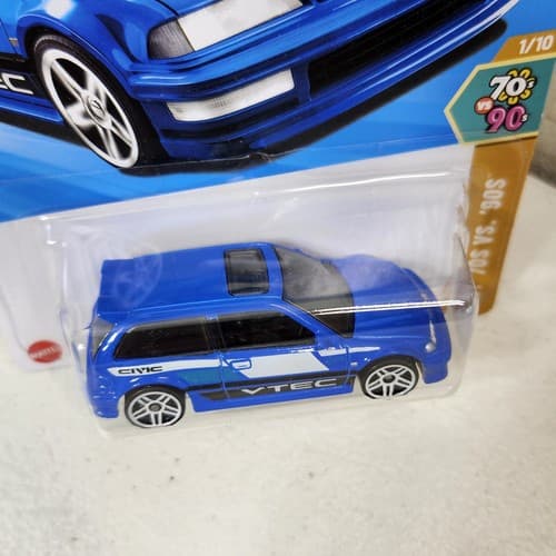 Hot Wheels 70s vs 90s Series Blue ‘90 Honda Civic EF VTEC JDM 2025 Car Toy NEW - Thumbnail 3