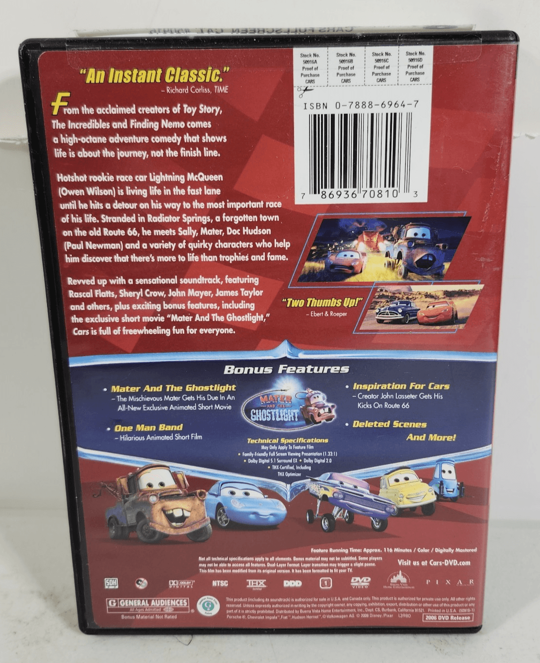 Cars DVD Kids Cartoon Movie 2006 Full Screen - Thumbnail 3
