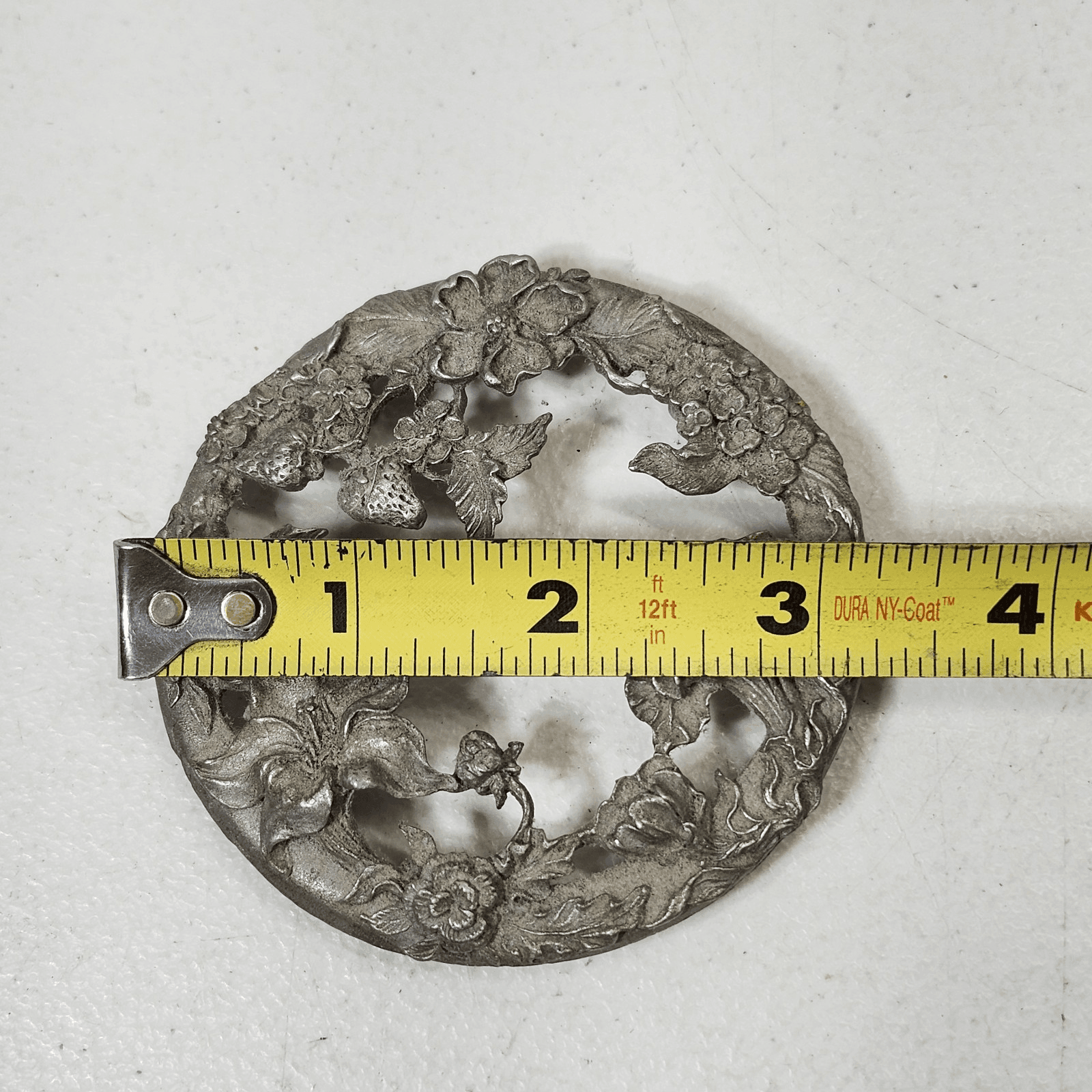 Crabtree & Evelyn 1992 Pewter Lid Floral Design 3.25" - Thumbnail 3