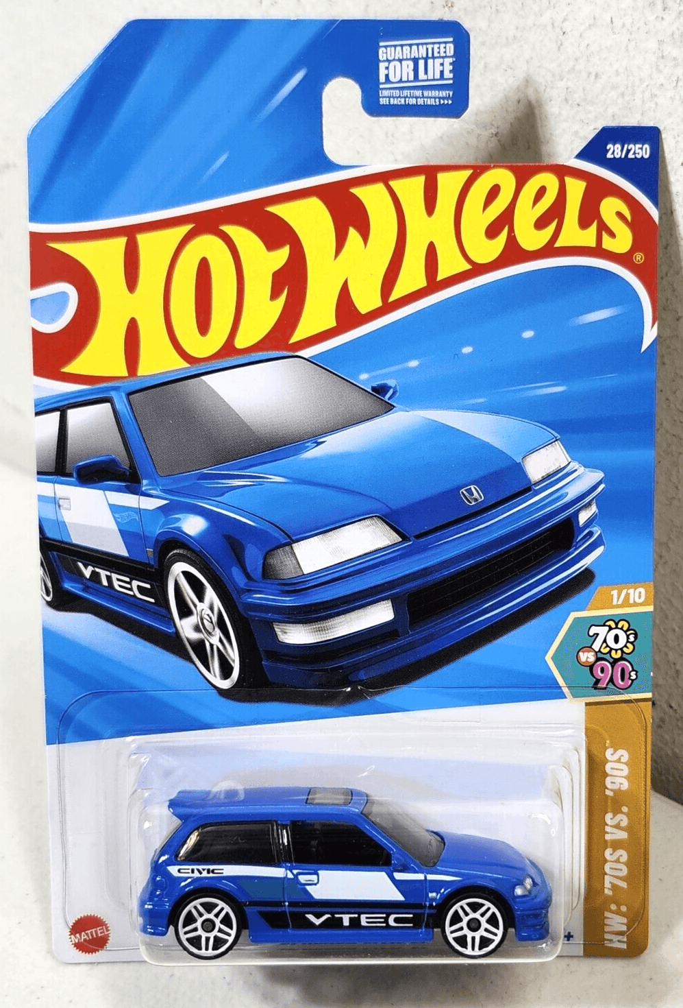 Hot Wheels 70s vs 90s Series Blue ‘90 Honda Civic EF VTEC JDM 2025 Car Toy NEW