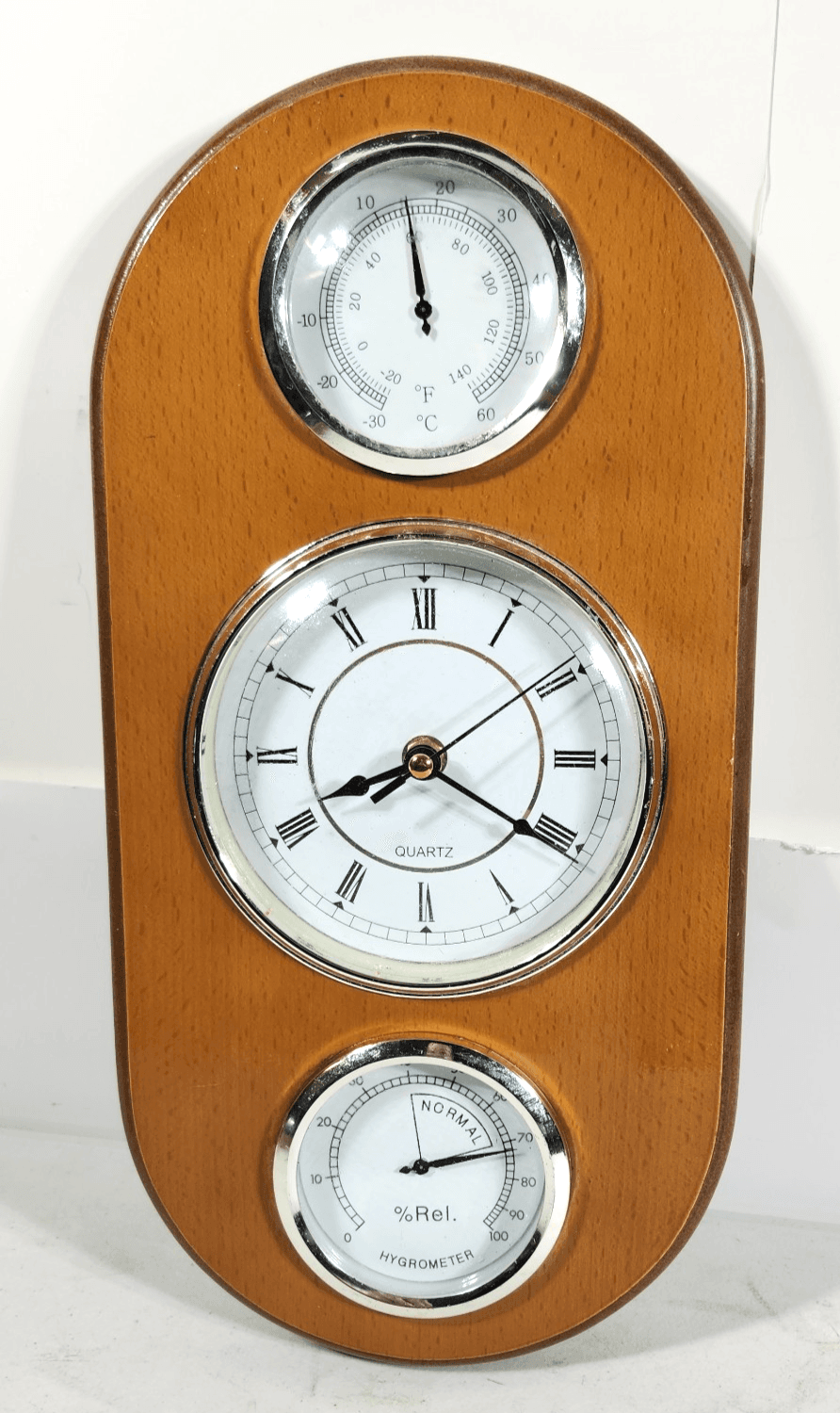 Wooden Wall Mount Home Weather Station Thermometer Barometer Hygrometer
