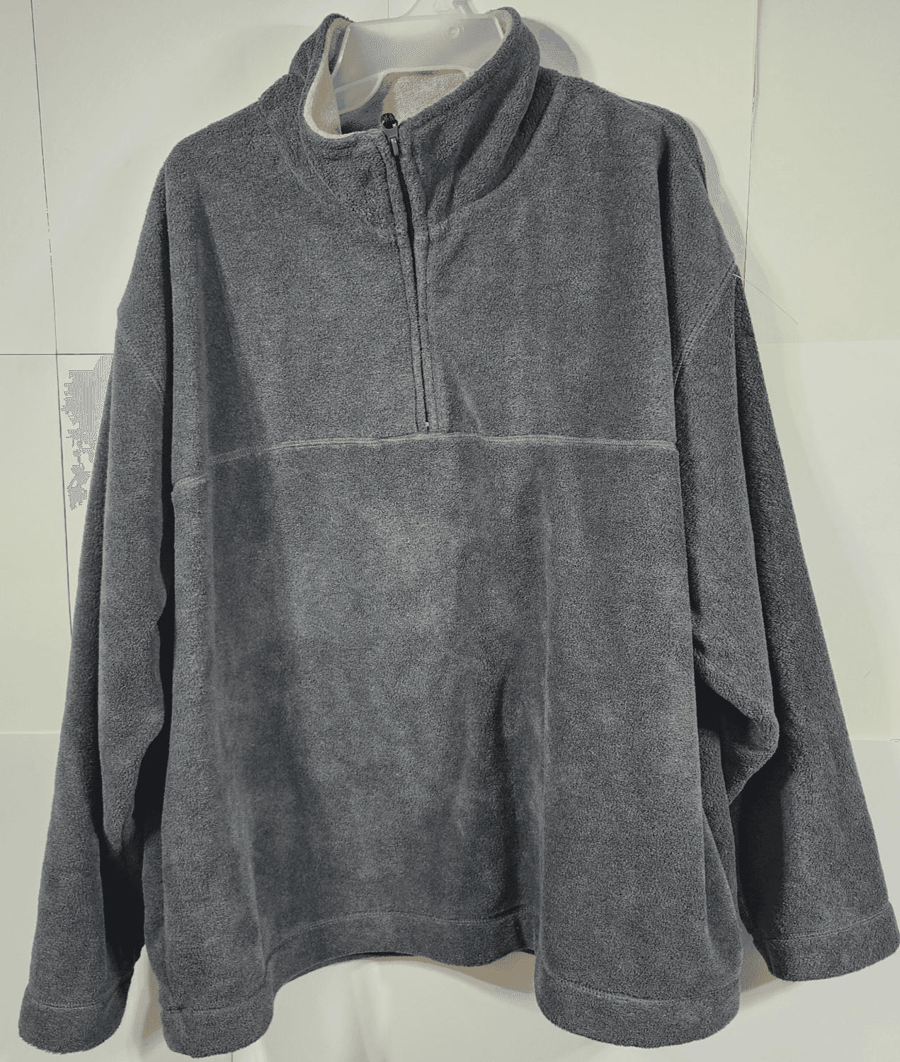 St Johns Bay Men's Jacket XL Long Sleeve Fleece 1/4 Zip Pullover Gray - Thumbnail 5