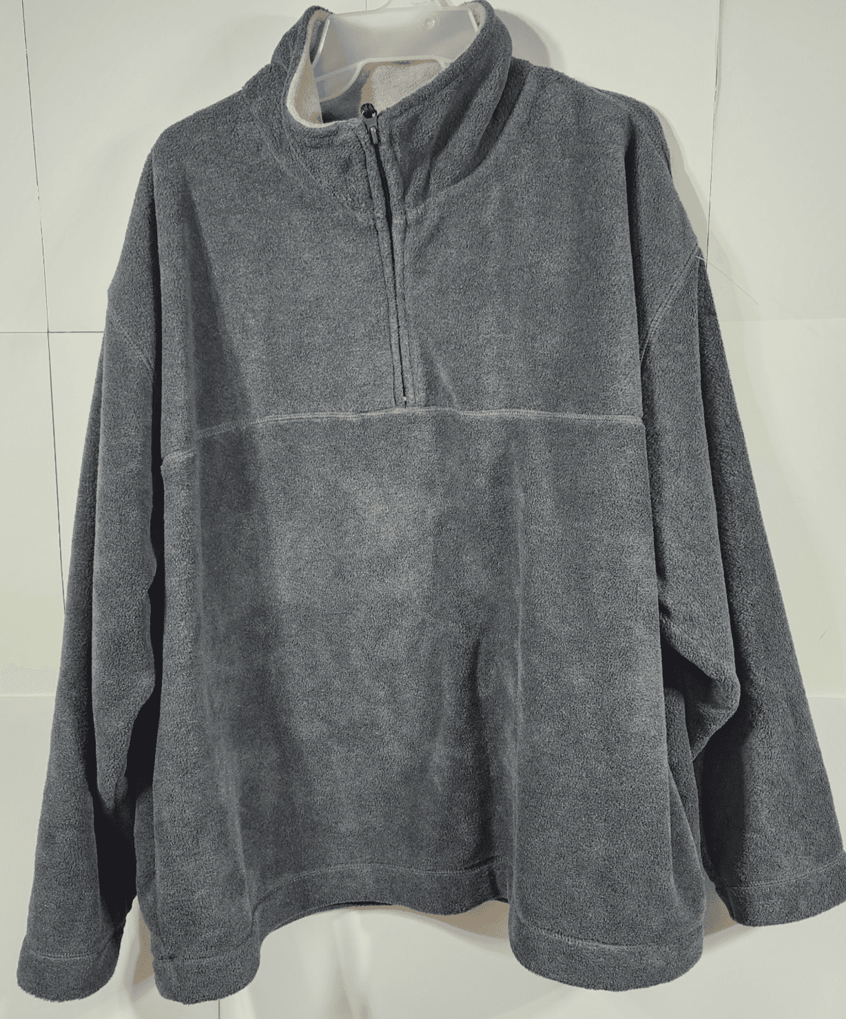 St Johns Bay Men's Jacket XL Long Sleeve Fleece 1/4 Zip Pullover Gray