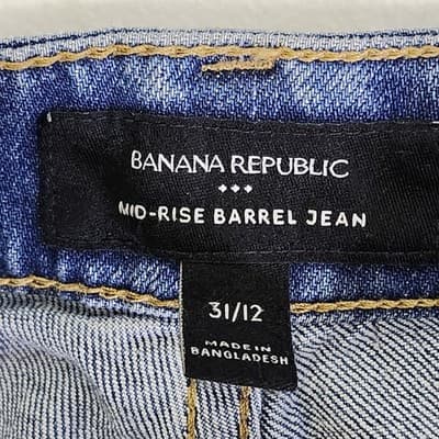 Banana Republic Women's Jeans 31/12 Mid Rise Barrel Blue Denim - Thumbnail 7