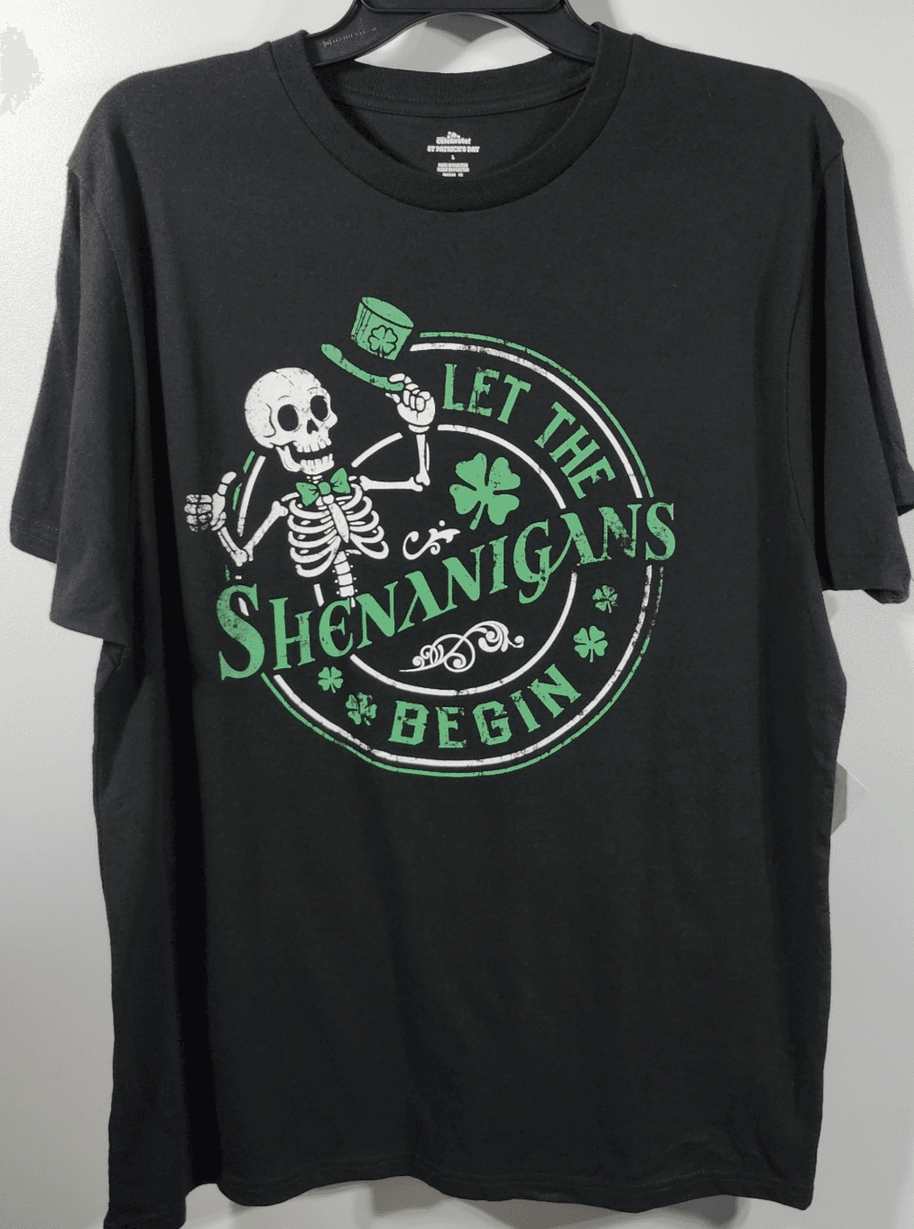 Men's L T-Shirt Let The Shenanigans Begin Graphic Skeleton Funny NEW - Thumbnail 5