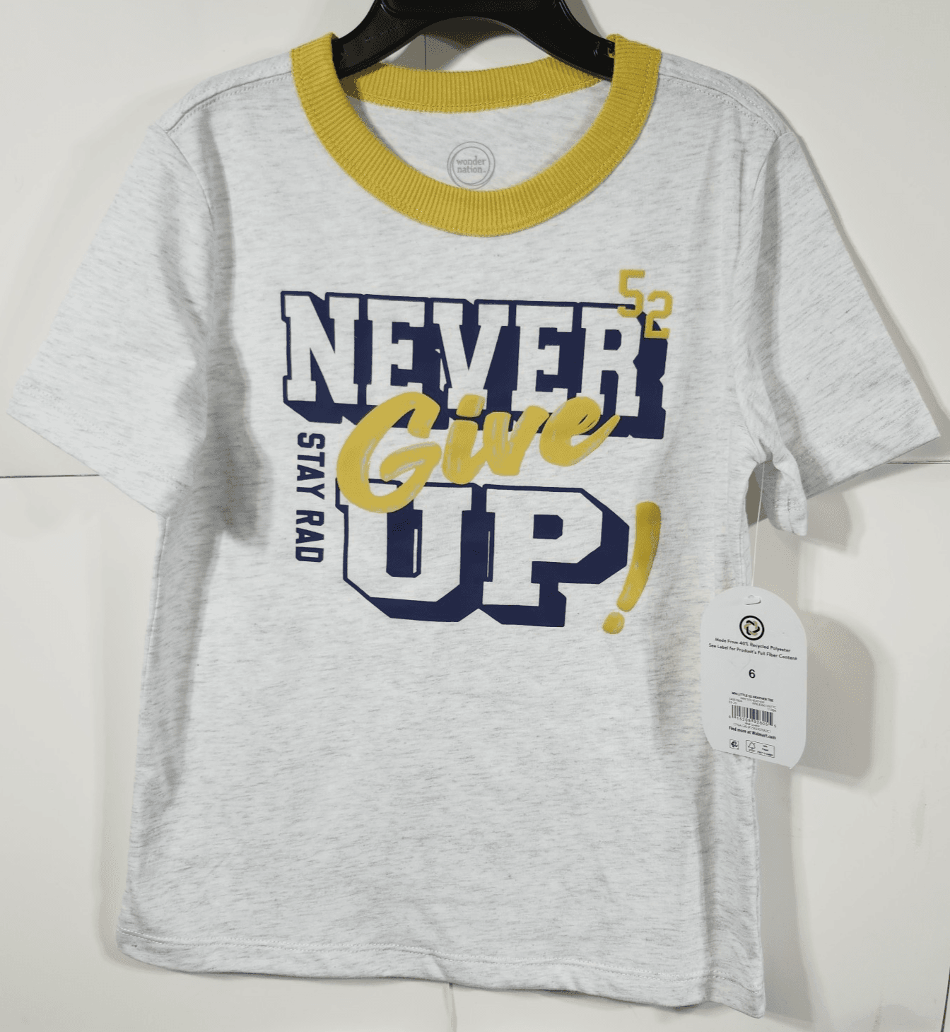Wonder Nation Boys Short Sleeve T-Shirt Size 6 Gray Graphic Tee NEW