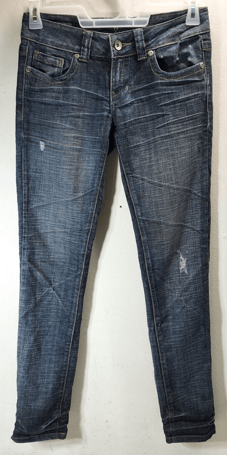 ZCO Women's Jeans Size 7 Dark Wash Distressed Embroidered Denim Pants - Thumbnail 5