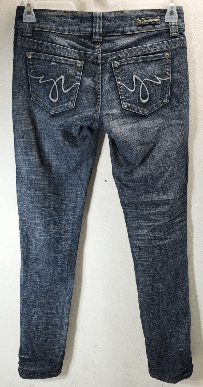 ZCO Women's Jeans Size 7 Dark Wash Distressed Embroidered Denim Pants - Thumbnail 6