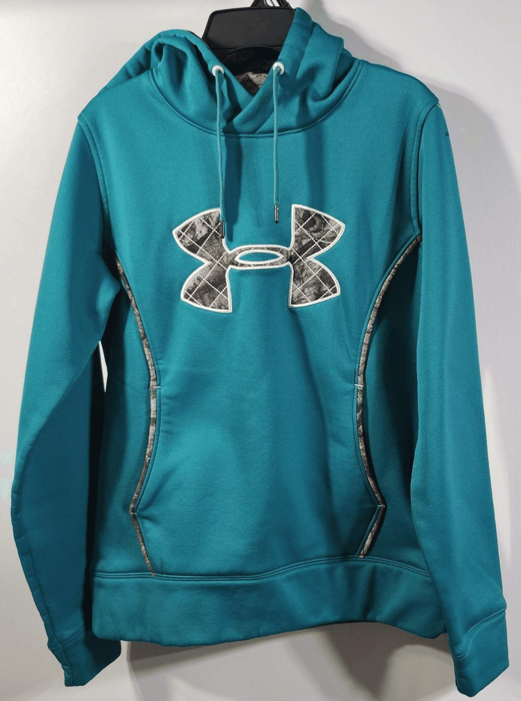 Under Armour Teal Storm Fleece Camo Loose Fit Sweatshirt Hoodie Women’s Small