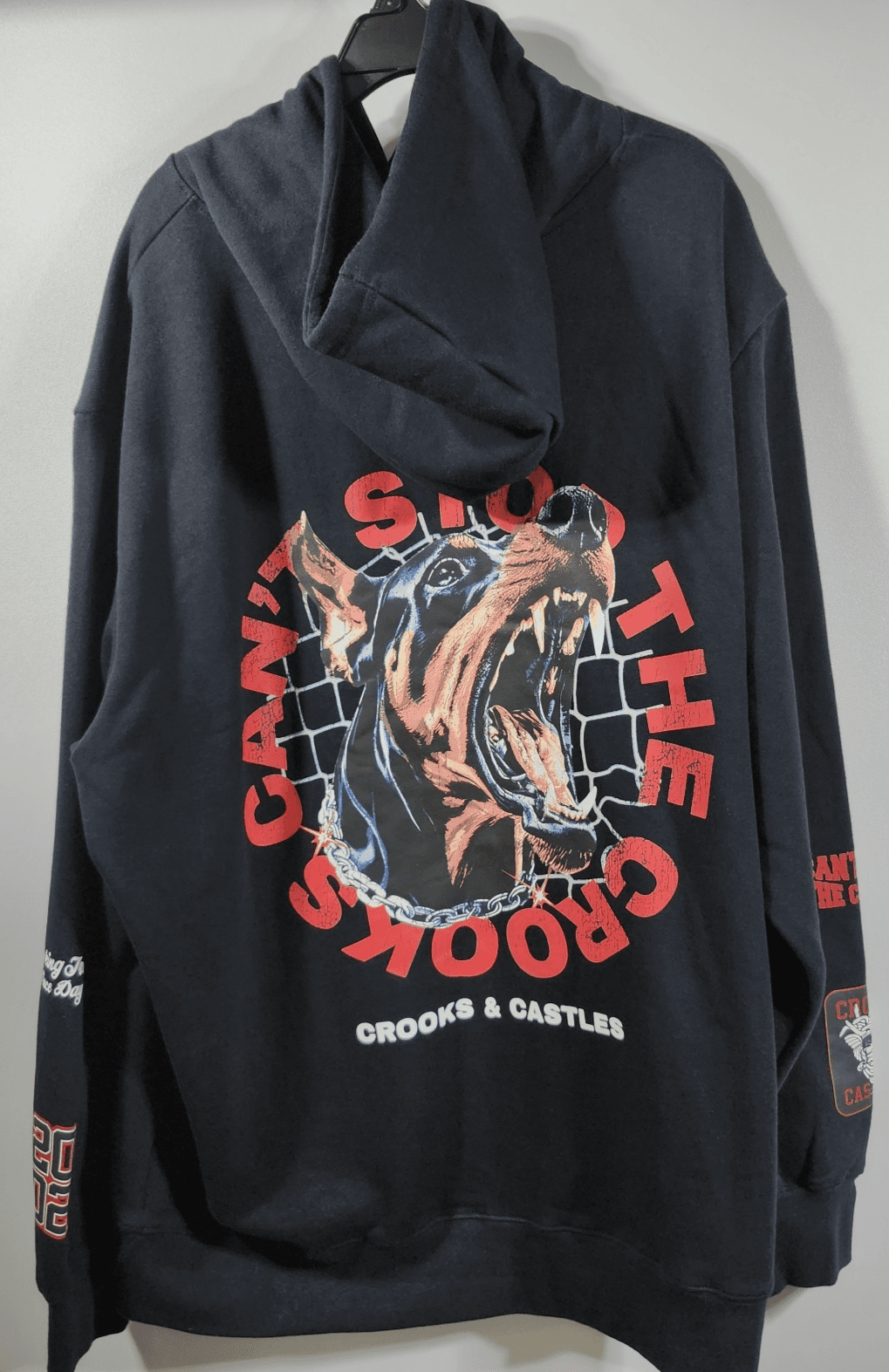 Crooks & Castles Men's XXL Hoodie Doberman Graphic Black Hooded Sweatshirt - Thumbnail 4