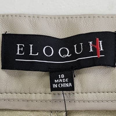 Eloquii Women's 18 Faux Leather Pants Beige Straight Leg High Rise NEW - Thumbnail 7