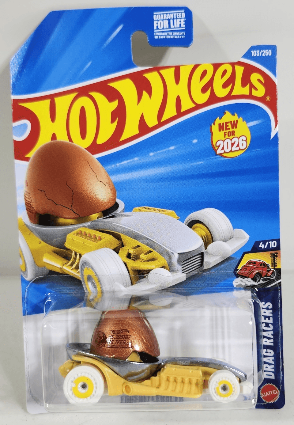 2026 Hot Wheels Drag Racers Eggshellracer Yellow Car 1/64 Toy Vehicle NEW