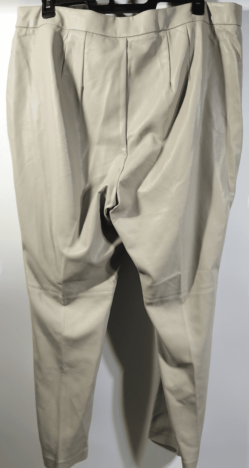 Eloquii Women's 18 Faux Leather Pants Beige Straight Leg High Rise NEW - Thumbnail 4
