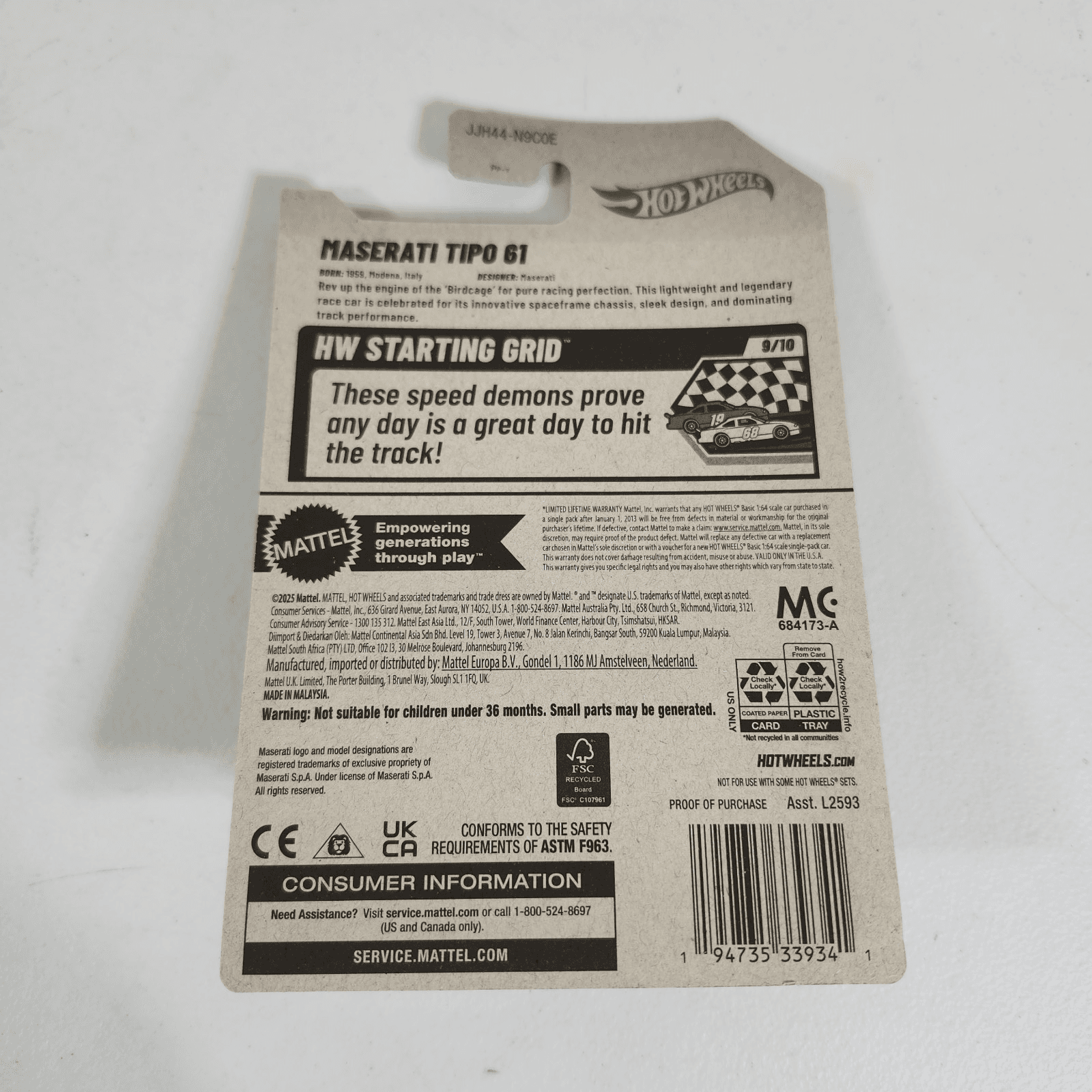 Hot Wheels HW Starting Grid Maserati Tipo 61 White Car 1/64 Toy Vehicle NEW - Thumbnail 5