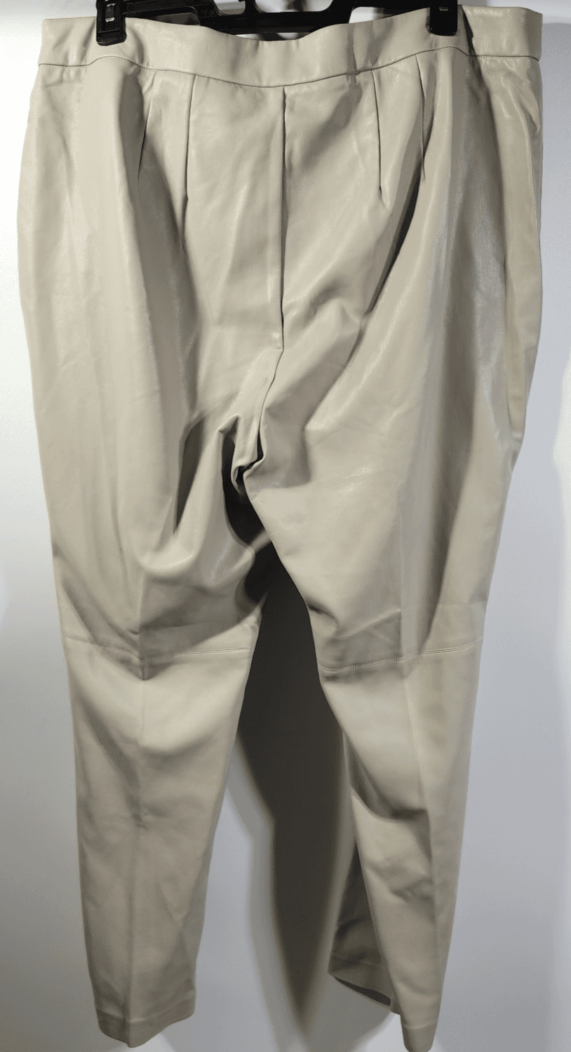 Eloquii Women's 18 Faux Leather Pants Beige Straight Leg High Rise NEW - Thumbnail 6