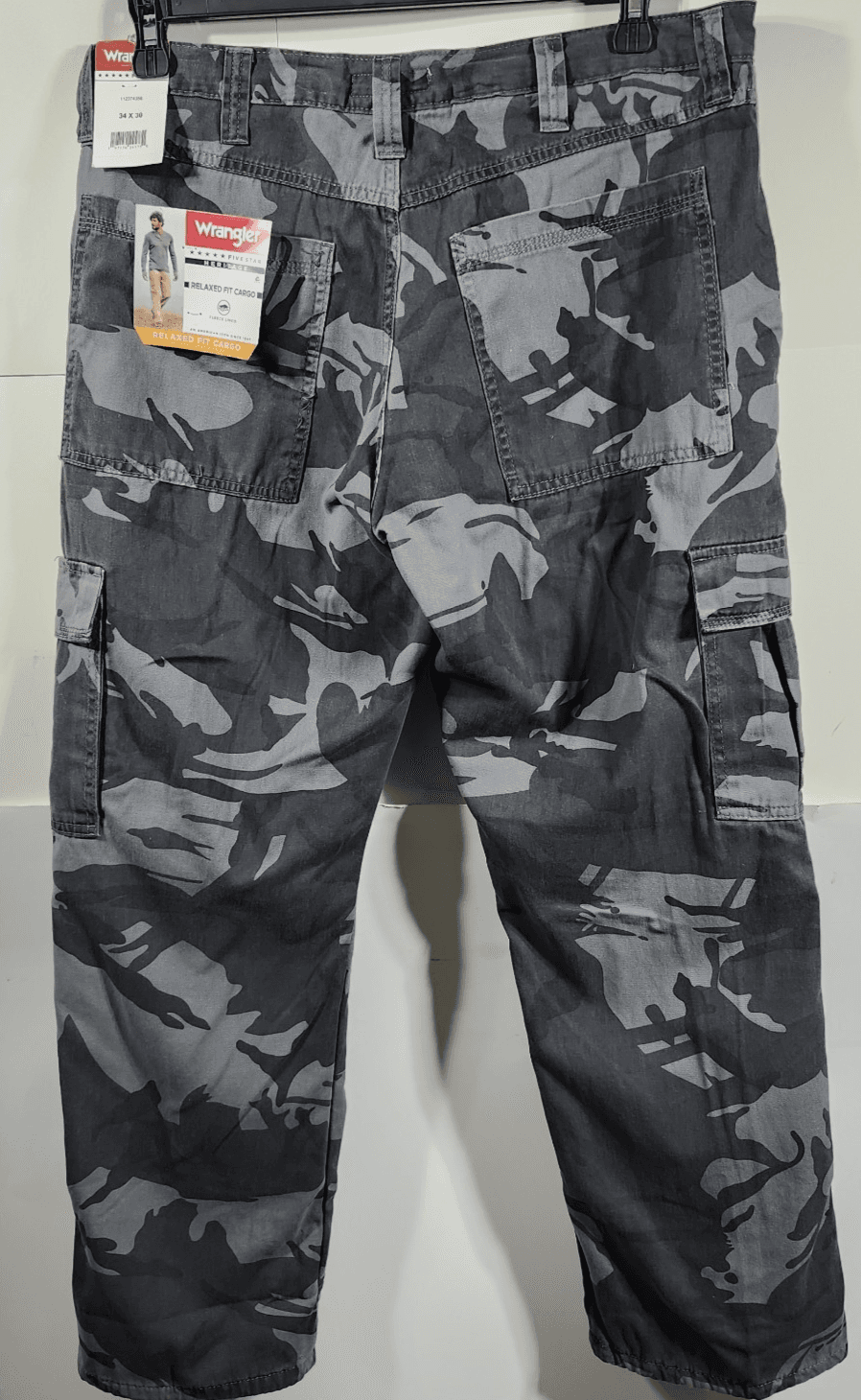 Wrangler Men's 34X30 Camo Fleece Lined Relaxed Fit Cargo Pants NEW - Thumbnail 4
