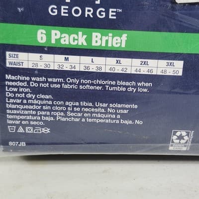 George Men's 6-Pack Briefs Size 2XL 44-46 Multicolor Underwear NEW - Thumbnail 5