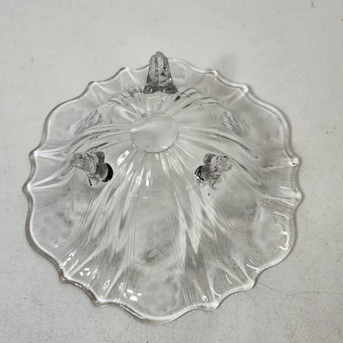 Vintage Fostoria Glass Clear Baroque Shape 3-Toed Bon Bon Candy Dish 8.5" - Thumbnail 7
