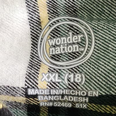 Wonder Nation Boy's Shirt Size XXL Long Sleeve Plaid Button Up NEW - Thumbnail 7