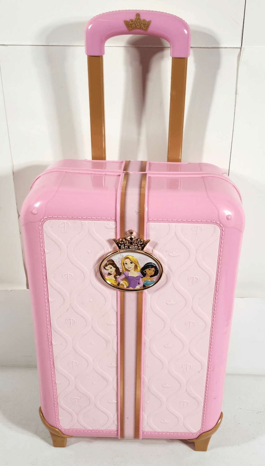 Disney Princess Plastic Rolling Toy Suitcase Pink W/Extendable Handle - Thumbnail 2