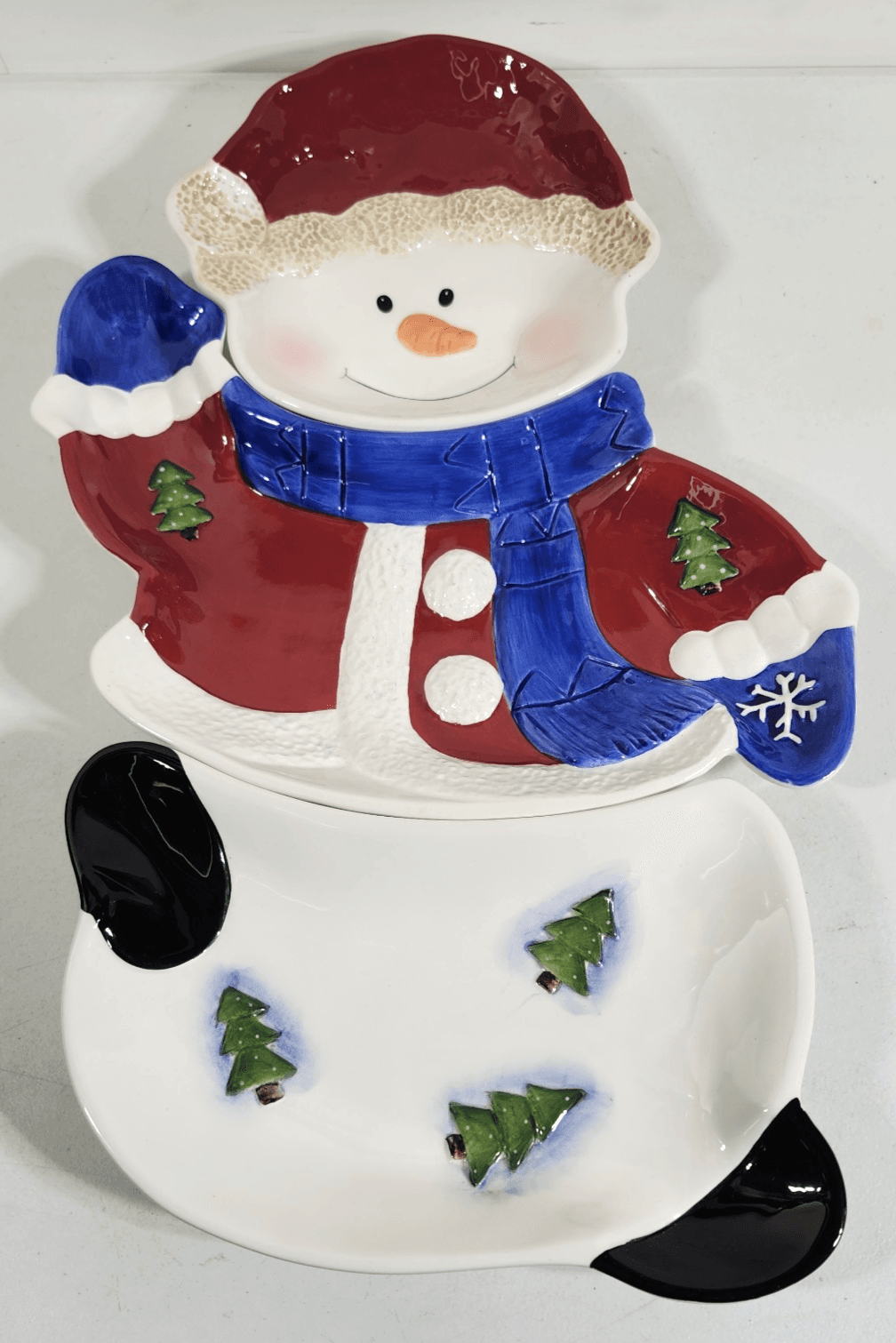 Vintage Home Interior & Gifts Snowman 3 Piece Serving Dishes Set