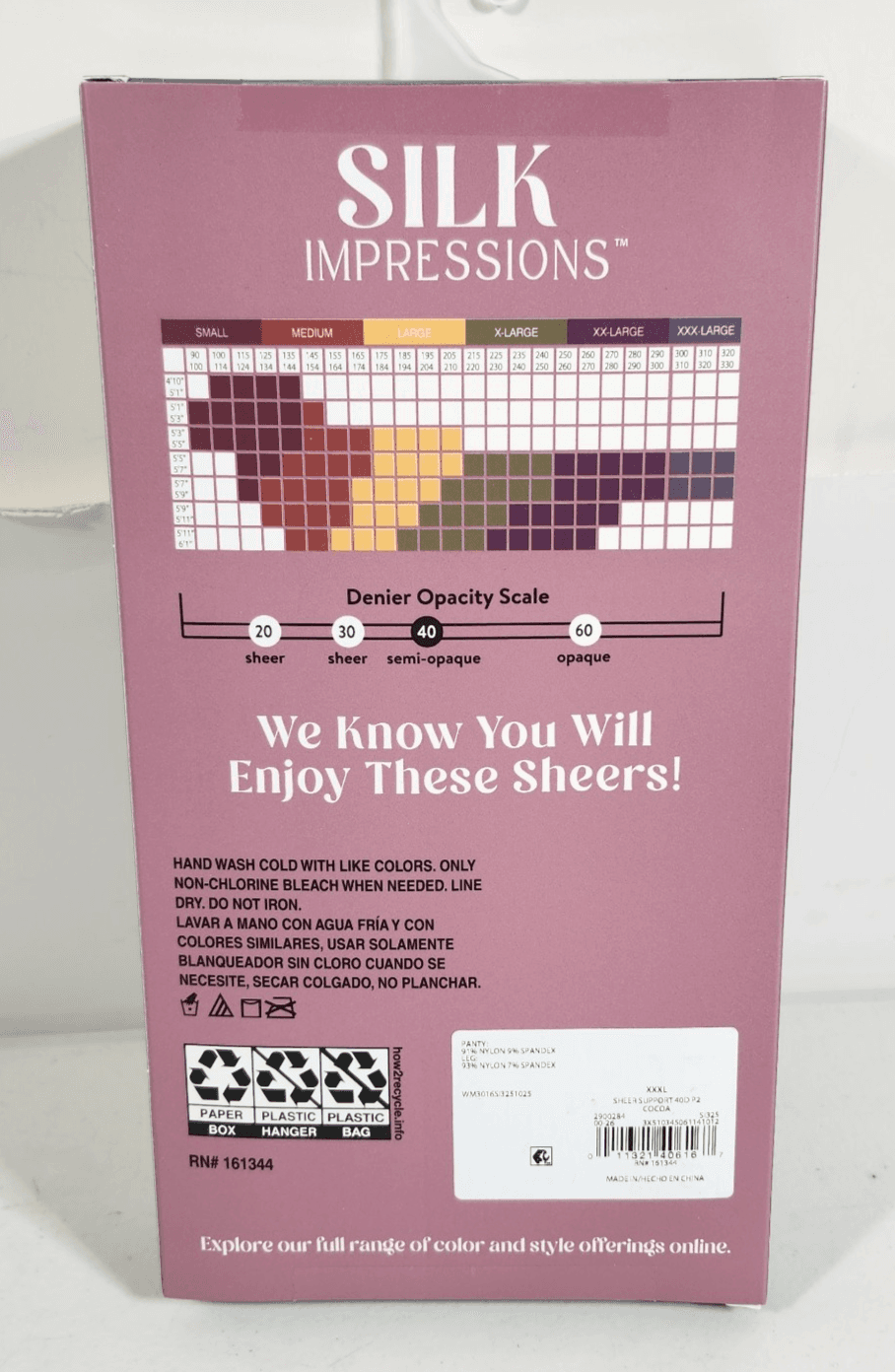 Silk Impressions Pantyhose 2 Pack XXXL Cocoa 40 Denier High Support Sheer - Thumbnail 7