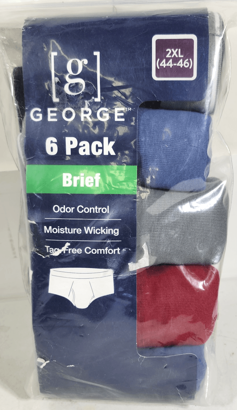 George Men's 6-Pack Briefs Size 2XL 44-46 Multicolor Underwear NEW