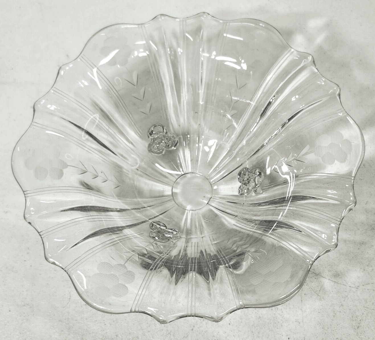 Vintage Fostoria Glass Clear Baroque Shape 3-Toed Bon Bon Candy Dish 8.5"