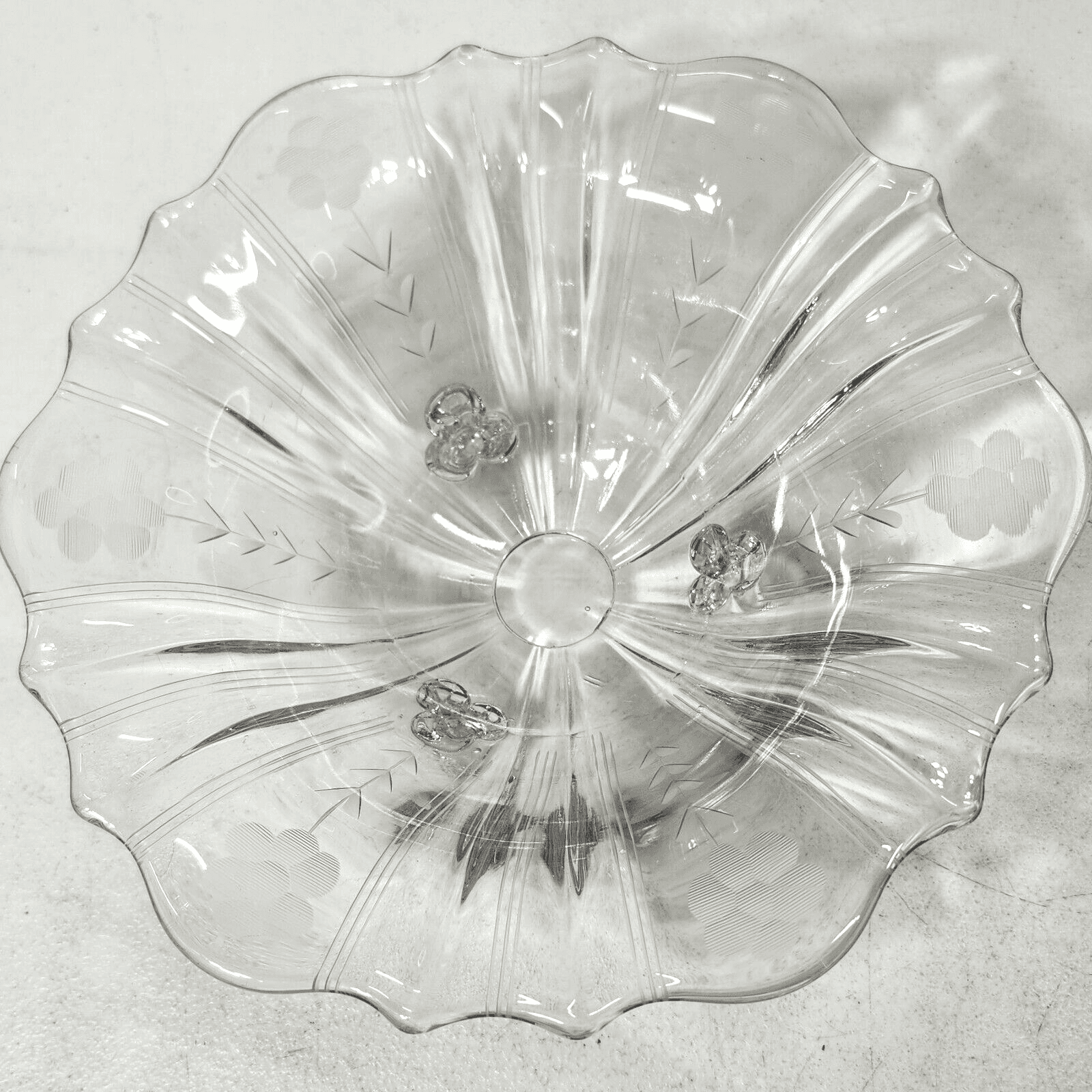 Vintage Fostoria Glass Clear Baroque Shape 3-Toed Bon Bon Candy Dish 8.5" - Thumbnail 2