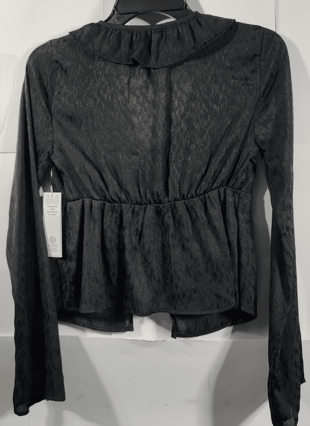 Womens Babydoll Top Size XS Cottage Fairycore Glam Black No Boundaries NEW - Thumbnail 4