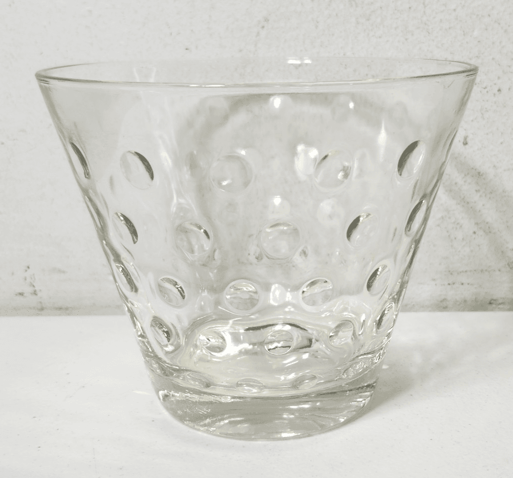 MCM Hazel Atlas Ice Bucket Clear Glass Dots Barware 5" Height x 6" Diameter - Thumbnail 2