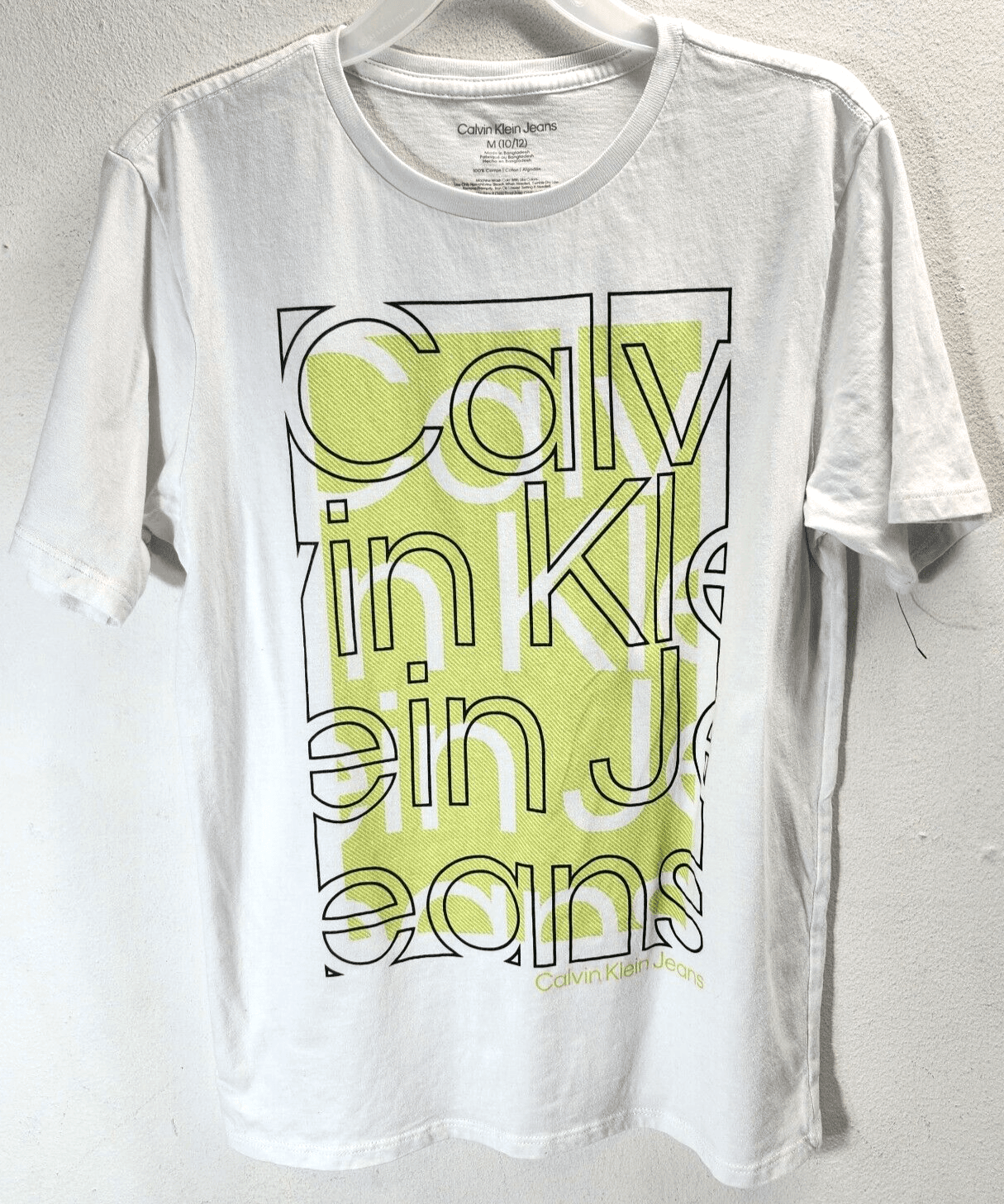 Calvin Klein Boys T-Shirt Size Medium 10-12 White Graphic Logo Short Sleeve - Thumbnail 4
