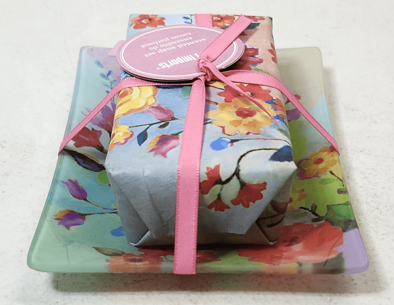 Pier 1 Imports Colorful Floral Scented Soap With Dish Bathroom Decor NEW - Thumbnail 6
