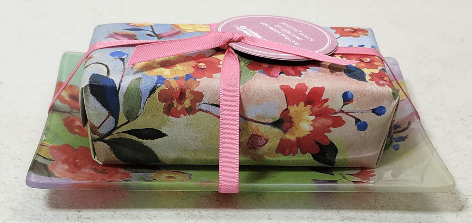 Pier 1 Imports Colorful Floral Scented Soap With Dish Bathroom Decor NEW - Thumbnail 3