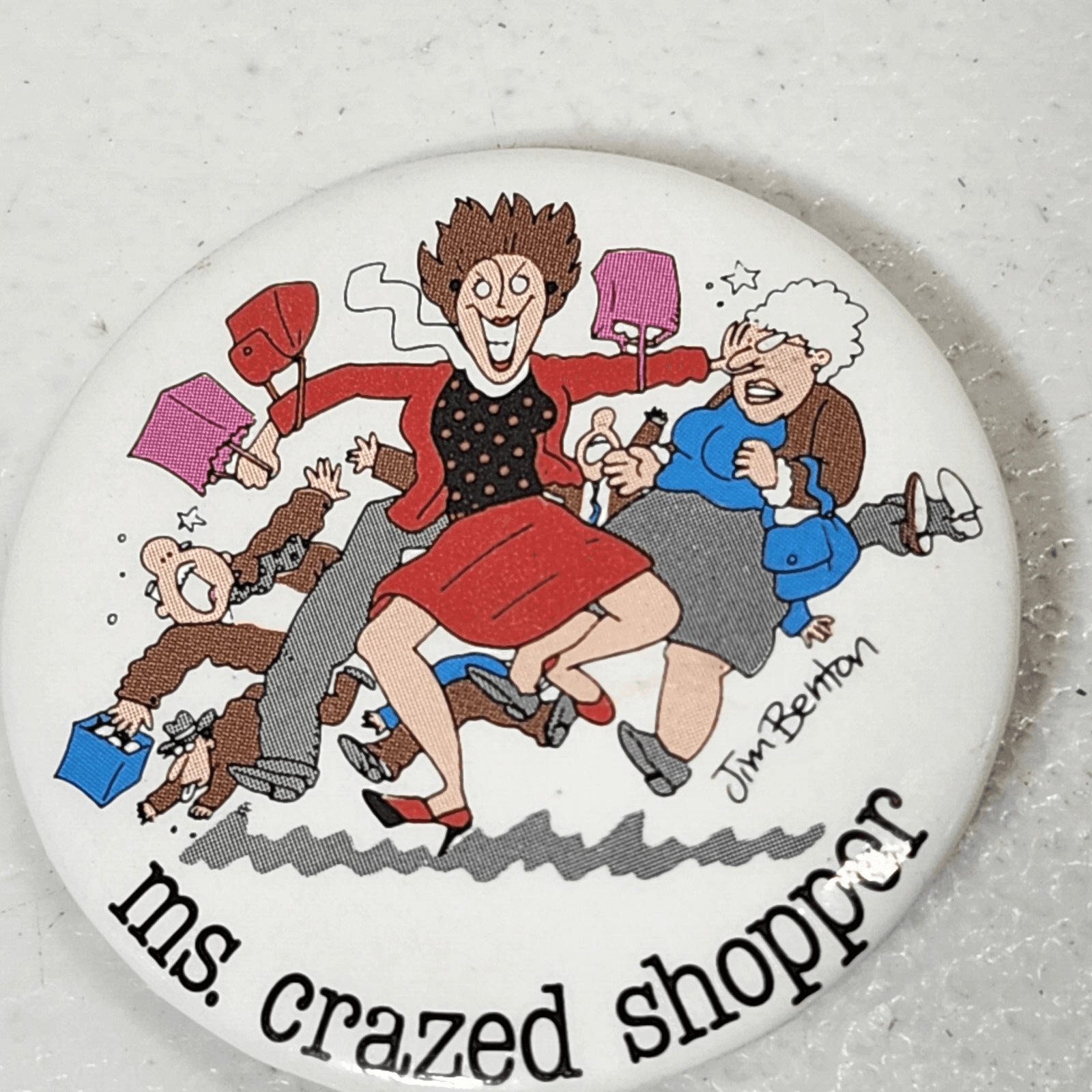 Vintage Ms. Crazed Shopper Shirt Pin Button Jim Benton - Thumbnail 2