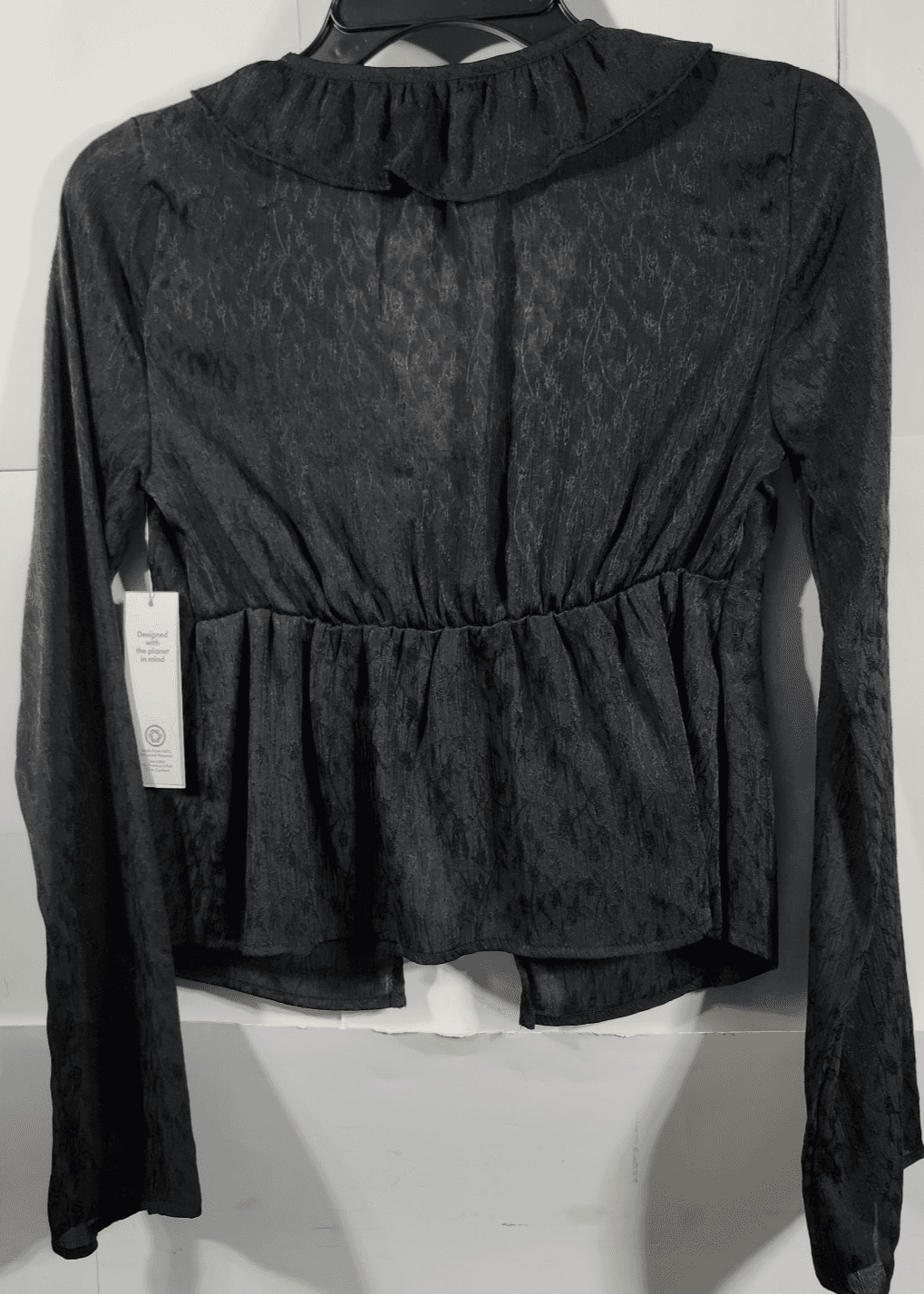 Womens Babydoll Top Size XS Cottage Fairycore Glam Black No Boundaries NEW - Thumbnail 6