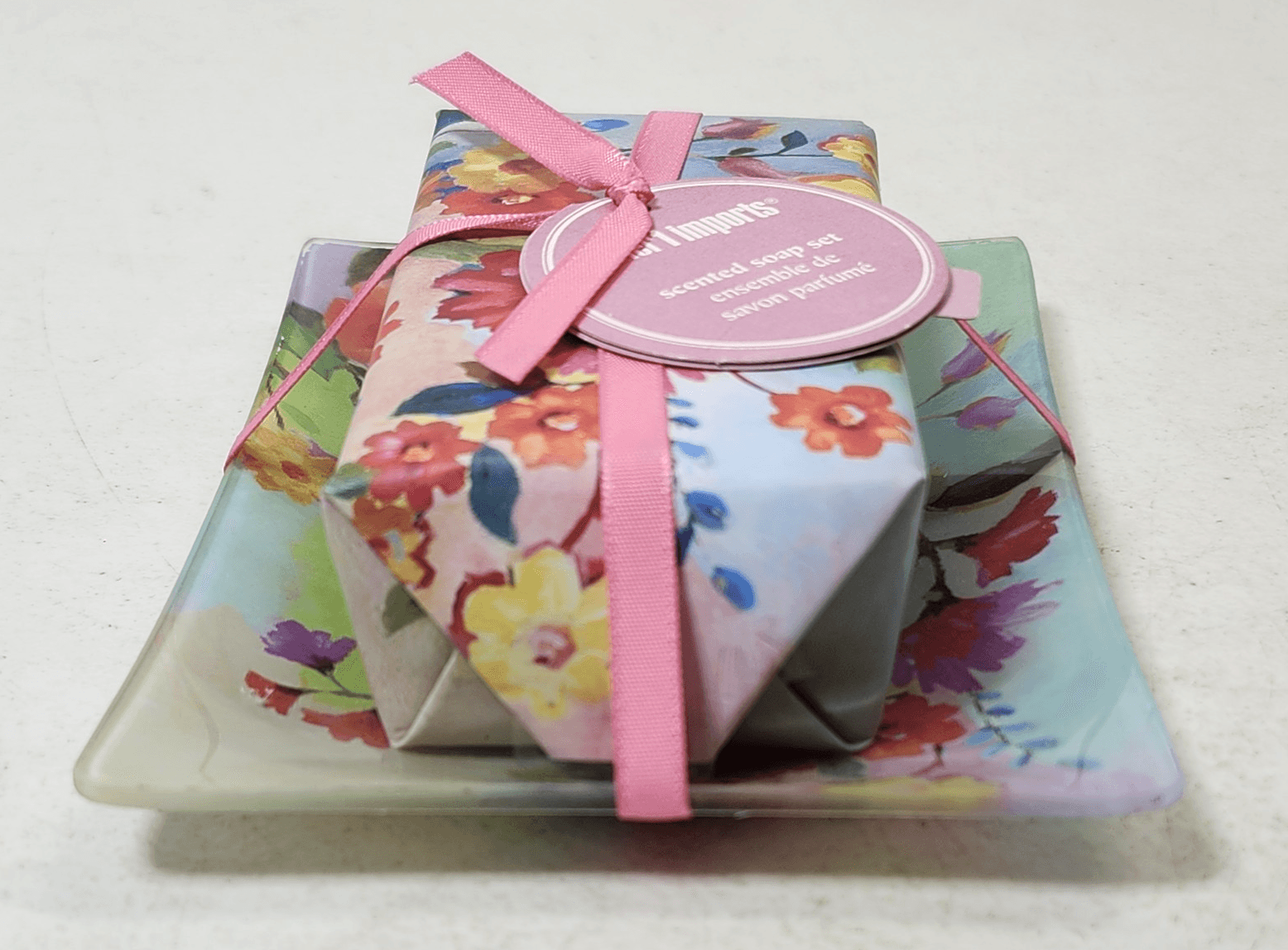 Pier 1 Imports Colorful Floral Scented Soap With Dish Bathroom Decor NEW - Thumbnail 4