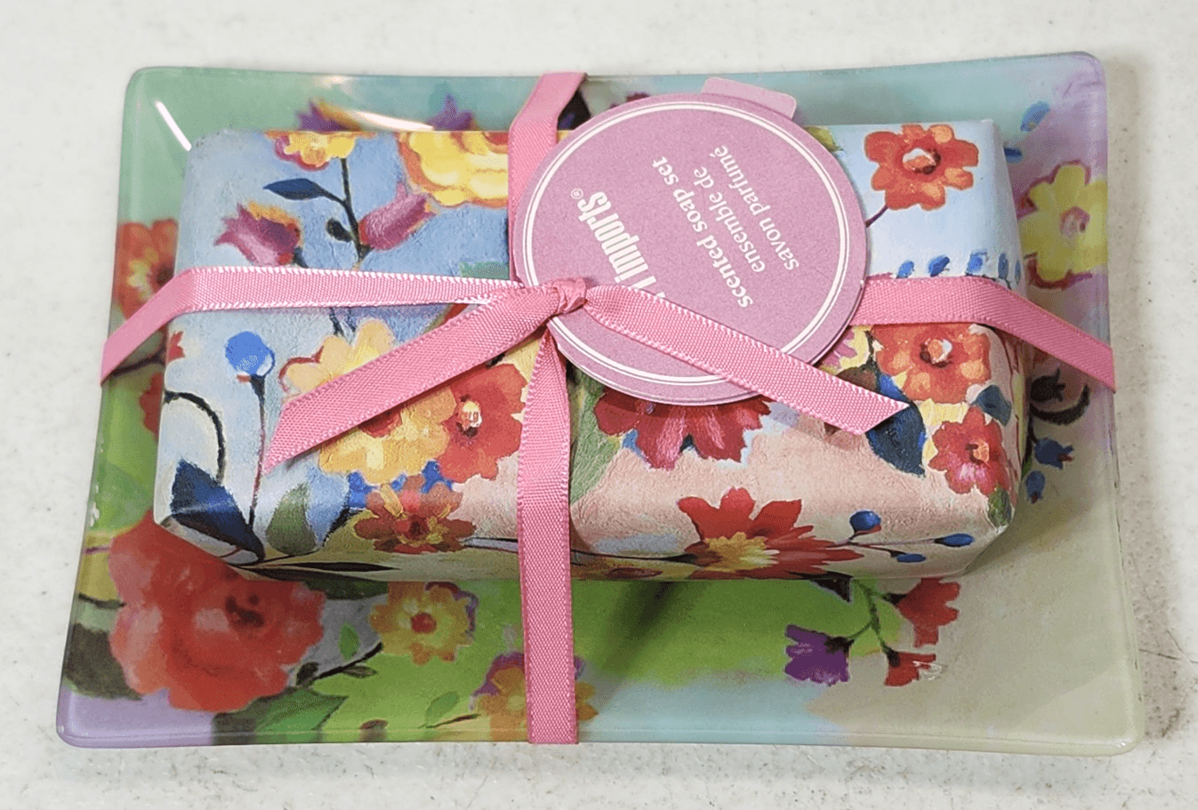 Pier 1 Imports Colorful Floral Scented Soap With Dish Bathroom Decor NEW - Thumbnail 2