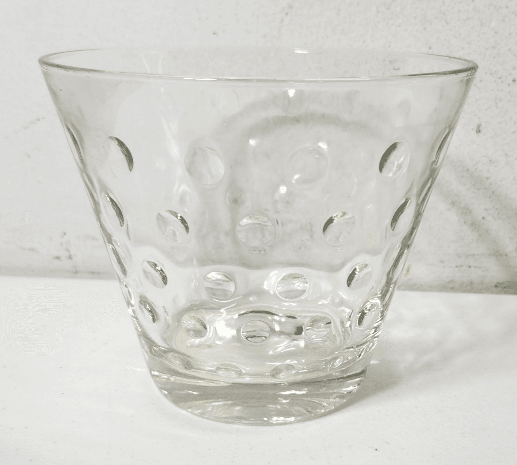 MCM Hazel Atlas Ice Bucket Clear Glass Dots Barware 5" Height x 6" Diameter - Thumbnail 3