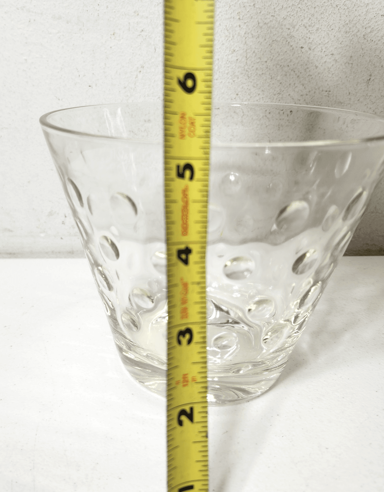 MCM Hazel Atlas Ice Bucket Clear Glass Dots Barware 5" Height x 6" Diameter - Thumbnail 6