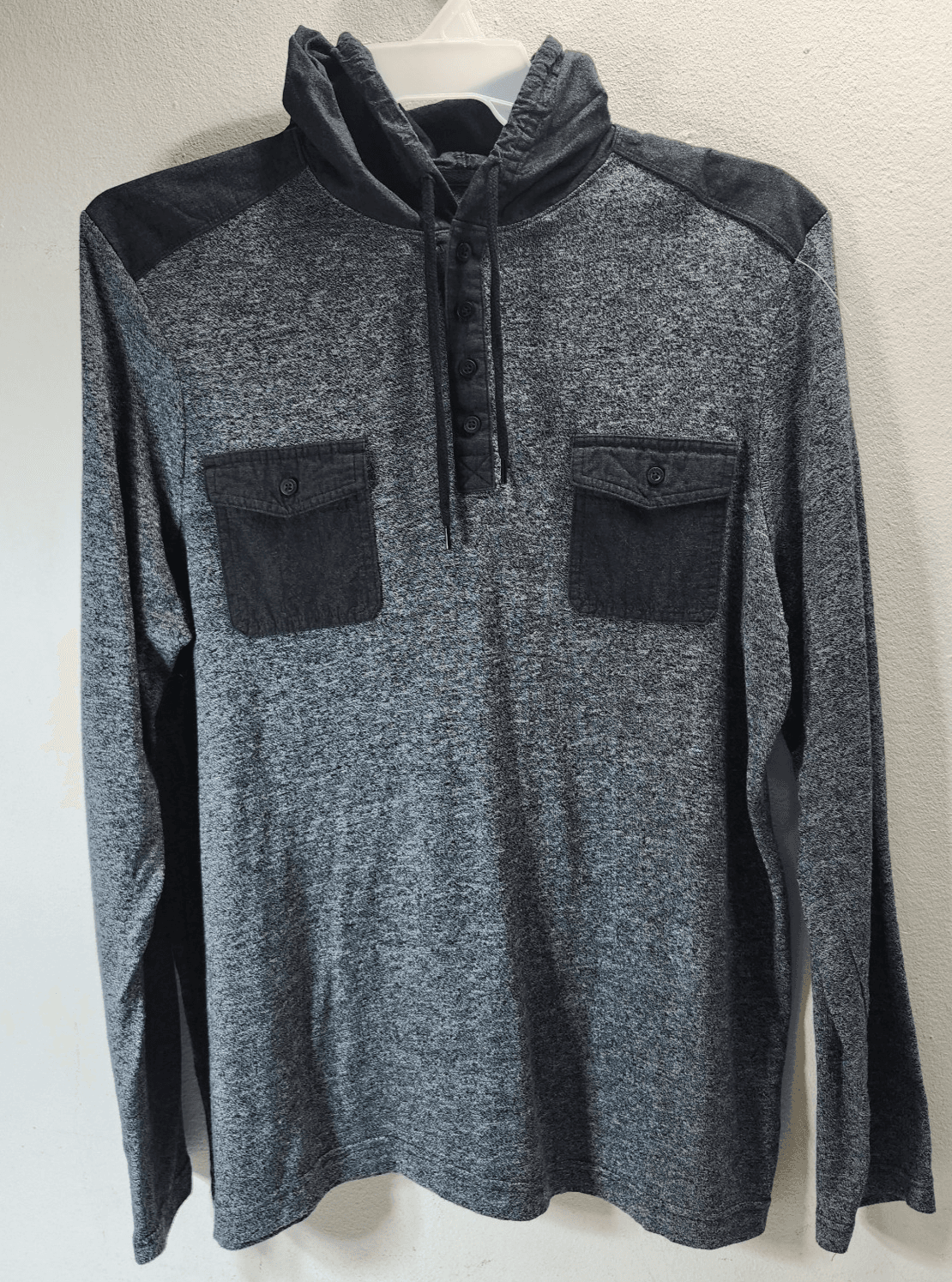 Rock & Republic Mens Size XXL Hooded Shirt Gray 4 Button Front Pockets - Thumbnail 5