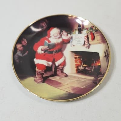 1993 Coca Cola 8" Collector's Plate Santa "The Pause That Refreshes L.E. - Thumbnail 3