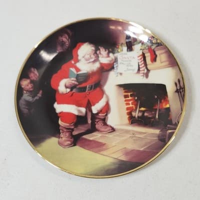 1993 Coca Cola 8" Collector's Plate Santa "The Pause That Refreshes L.E. - Thumbnail 2