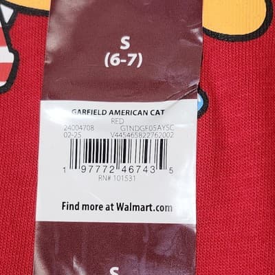Garfield Cartoon TShirt Size Small 6-7 TV Show Comic Tee Red NEW - Thumbnail 7
