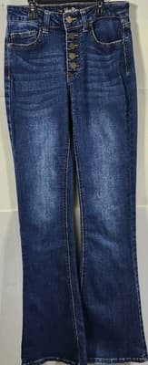 Indigo Rein Flare Leg Jeans Size 3 Blue Denim Pants Button Fly - Thumbnail 5