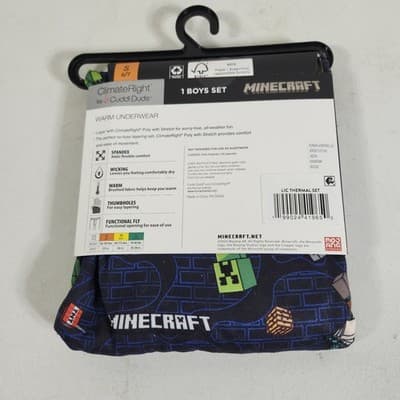 Cuddle Duds Boy's Small ClimateRight Minecraft Warm Underwear Set NEW - Thumbnail 4