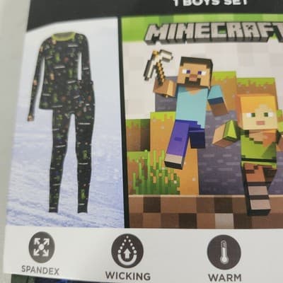 Cuddle Duds Boy's Small ClimateRight Minecraft Warm Underwear Set NEW - Thumbnail 2